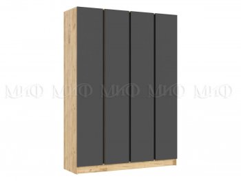 Шкаф 1600 мм 4-х створчатый Келвин дуб золотой/графит (Миф) в Артёмовском - artyomovskij.mebel-e96.ru