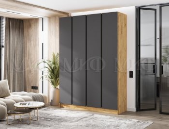 Шкаф 1600 мм 4-х створчатый Келвин дуб золотой/графит (Миф) в Артёмовском - artyomovskij.mebel-e96.ru