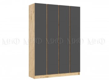 Шкаф 1600 мм 4-х створчатый Келвин дуб золотой/графит (Миф) в Артёмовском - artyomovskij.mebel-e96.ru