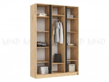 Шкаф 1500 мм 3-х створчатый Келвин крафт золотой/белый (Миф) в Артёмовском - artyomovskij.mebel-e96.ru