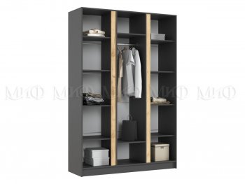 Шкаф 1500 мм 3-х створчатый Келвин графит  (Миф) в Артёмовском - artyomovskij.mebel-e96.ru