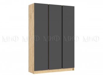 Шкаф 1500 мм 3-х створчатый Келвин дуб золотой/графит (Миф) в Артёмовском - artyomovskij.mebel-e96.ru