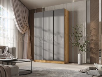 Шкаф 1500 мм 3-х створчатый Келвин дуб золотой/графит (Миф) в Артёмовском - artyomovskij.mebel-e96.ru