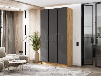 Шкаф 1200 мм 3-х ств. Келвин дуб золотой/графит (Миф) в Артёмовском - artyomovskij.mebel-e96.ru