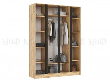 Шкаф 1600 мм 4-х створчатый Келвин дуб золотой/графит (Миф) в Артёмовском - artyomovskij.mebel-e96.ru