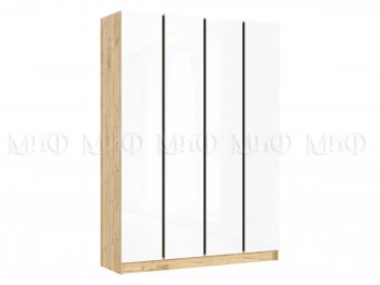 Шкаф 1600 мм 4-х створчатый Келвин крафт золотой/белый (Миф) в Артёмовском - artyomovskij.mebel-e96.ru