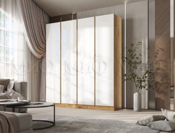 Шкаф 2000 мм 4-х ств. Келвин крафт золотой/белый (Миф) в Артёмовском - artyomovskij.mebel-e96.ru