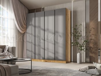 Шкаф 2000 мм 4-х ств. Келвин дуб золотой/графит (Миф) в Артёмовском - artyomovskij.mebel-e96.ru