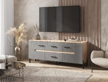 Тумба ТВ Ким бетон темный (Миф) в Артёмовском - artyomovskij.mebel-e96.ru