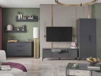 Стенка Кимберли графит, модульная (Handis) в Артёмовском - artyomovskij.mebel-e96.ru