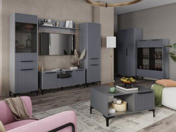 Стенка Кимберли графит, модульная (Handis) в Артёмовском - artyomovskij.mebel-e96.ru