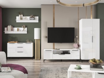 Стенка Кимберли белый, модульная (Handis) в Артёмовском - artyomovskij.mebel-e96.ru