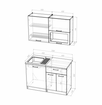 Кухонный гарнитур Кира лайт 1200 мм (Герда) в Артёмовском - artyomovskij.mebel-e96.ru