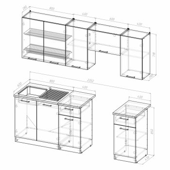 Кухонный гарнитур Кира компакт 2200 мм (Герда) в Артёмовском - artyomovskij.mebel-e96.ru