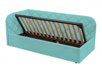 Кровать-софа мягкая Комфорт-Л РОМБ с ПМ, Левая (бирюзовый) (Редмисон) в Артёмовском - artyomovskij.mebel-e96.ru