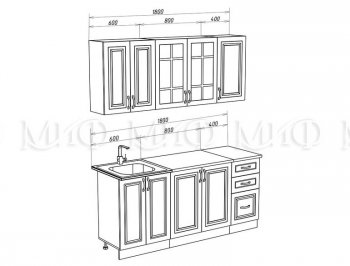 Кухонный гарнитур Констанция 1800 мм белый/джинс (Миф) в Артёмовском - artyomovskij.mebel-e96.ru