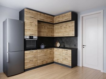 Кухонный гарнитур угловой Крафт 2200*1700 мм (Санвут) в Артёмовском - artyomovskij.mebel-e96.ru