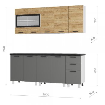 Кухонный гарнитур 2000 мм Крафт тип 2 (БТС) в Артёмовском - artyomovskij.mebel-e96.ru