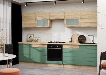 Кухонный гарнитур 3000 мм Кремона фисташка (Росток) в Артёмовском - artyomovskij.mebel-e96.ru