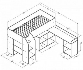 Кровать-чердак Теремок-2 Дуб молочный в Артёмовском - artyomovskij.mebel-e96.ru