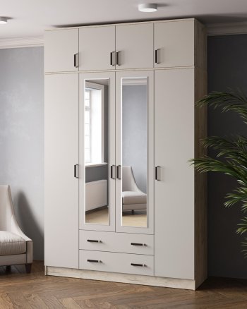 Шкаф 1600 мм Лагуна с антресолью крафт серый/кашемир (Текс) в Артёмовском - artyomovskij.mebel-e96.ru