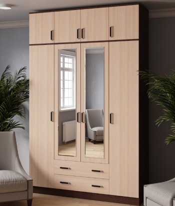 Шкаф 1600 мм Лагуна с антресолью венге/дуб (Текс) в Артёмовском - artyomovskij.mebel-e96.ru