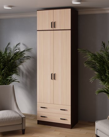 Шкаф 800 мм Лагуна с антресолью без зерк. венге/дуб (Текс) в Артёмовском - artyomovskij.mebel-e96.ru