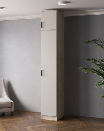 Пенал 400 мм Лагуна с антресолью крафт серый/кашемир (Текс) в Артёмовском - artyomovskij.mebel-e96.ru