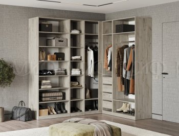 Гардеробная/шкаф 2200*1706 мм Ларго №3 дуб крафт серый/кашемир (Миф) в Артёмовском - artyomovskij.mebel-e96.ru