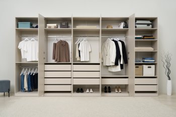 Гардеробная/шкаф 4000 мм Ларго №4 Кашемир (Миф) в Артёмовском - artyomovskij.mebel-e96.ru