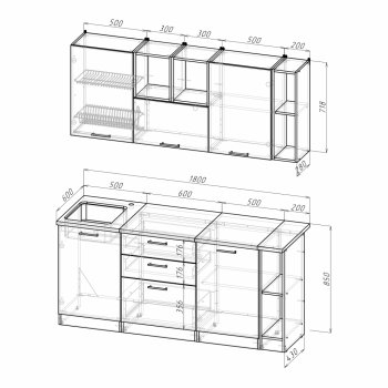 Кухонный гарнитур Лариса макси 4 1800 мм (Герда) в Артёмовском - artyomovskij.mebel-e96.ru