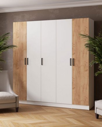 Шкаф 2000 мм Ларс без зеркал Белый/Дуб крафт (Микон) в Артёмовском - artyomovskij.mebel-e96.ru