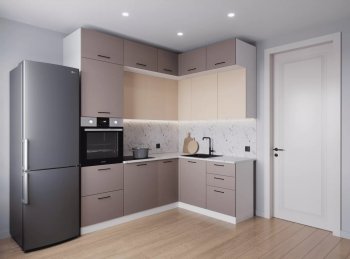 Кухонный гарнитур угловой Латте 2200*1700 мм (Санвут) в Артёмовском - artyomovskij.mebel-e96.ru