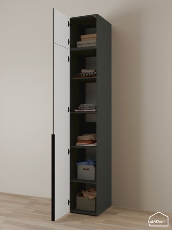 Шкаф с антресолью 400 мм Linnea MHR-1A-2 2450х400х510 (Графит-М 11.1.25) в Артёмовском - artyomovskij.mebel-e96.ru