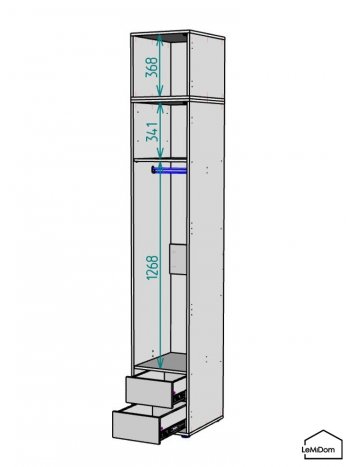 Шкаф с антресолью 400 мм Linnea MHR-1A-3 2450х400х510 (ДВ-М 11.1.25) в Артёмовском - artyomovskij.mebel-e96.ru