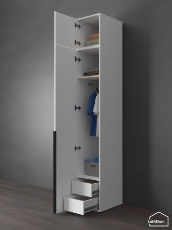 Шкаф с антресолью 400 мм Linnea MHR-1A-3 2450х400х510 (Белый-М 11.1.1) в Артёмовском - artyomovskij.mebel-e96.ru