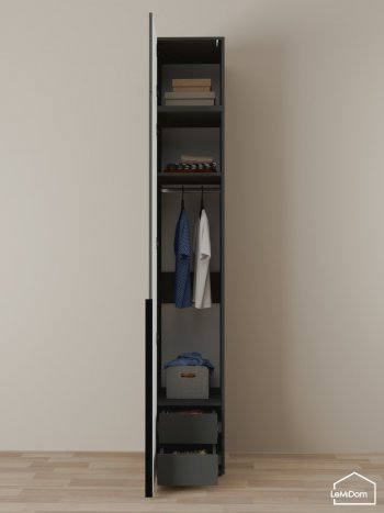 Шкаф с антресолью 400 мм Linnea MHR-1A-3 2450х400х510 (Графит-М 11.1.25) в Артёмовском - artyomovskij.mebel-e96.ru