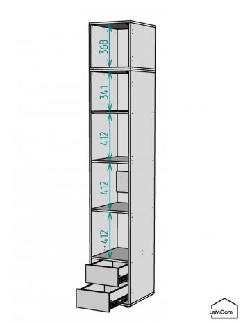 Шкаф с антресолью 400 мм Linnea MHR-1A-4 2450х400х510 (ДВ-М 11.1.25) в Артёмовском - artyomovskij.mebel-e96.ru