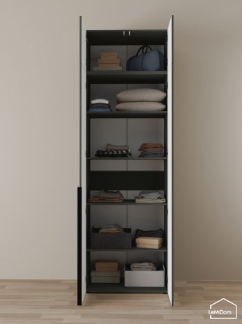 Шкаф с антресолью 800 мм Linnea MHR-2A-2 2450х800х510 (Графит-М 11.1.25) в Артёмовском - artyomovskij.mebel-e96.ru