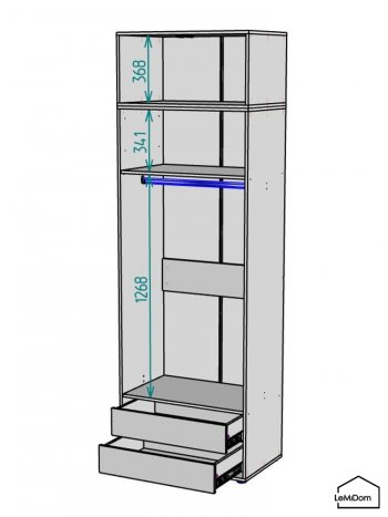 Шкаф с антресолью 800 мм Linnea MHR-2A-3 2450х800х510 (ДВ-М 11.1.25) в Артёмовском - artyomovskij.mebel-e96.ru