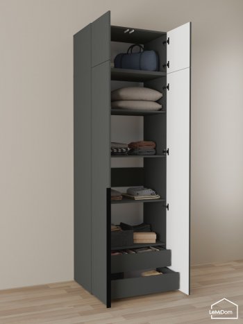 Шкаф с антресолью 800 мм Linnea MHR-2A-4 2450х800х510 (Графит-М 11.1.25) в Артёмовском - artyomovskij.mebel-e96.ru