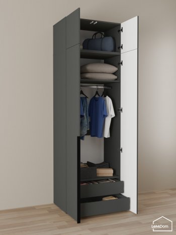 Шкаф с антресолью 800 мм Linnea MHR-2A-3 2450х800х510 (Графит-М 11.1.25) в Артёмовском - artyomovskij.mebel-e96.ru