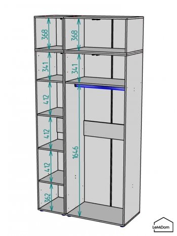 Шкаф с антресолью 1200 мм Linnea MHR-3A-1 2450х1200х510 (ДВ-М 11.1.25) в Артёмовском - artyomovskij.mebel-e96.ru