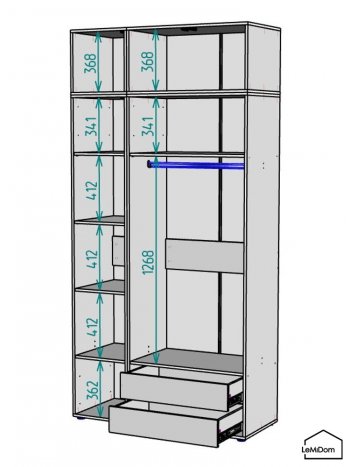 Шкаф с антресолью 1200 мм Linnea MHR-3A-2 2450х1200х510 (Графит-М 11.1.25) в Артёмовском - artyomovskij.mebel-e96.ru