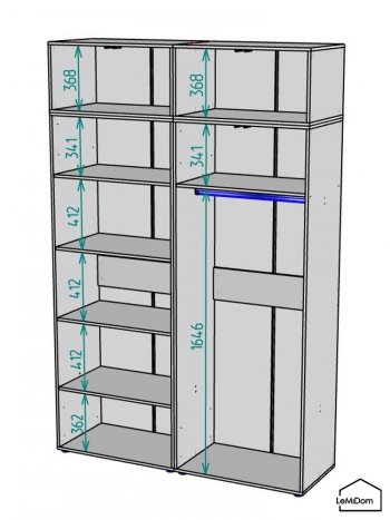 Шкаф с антресолью 1600 мм Linnea MHR-4A-1 2450х1600х510 (ДВ-М 11.1.25) в Артёмовском - artyomovskij.mebel-e96.ru