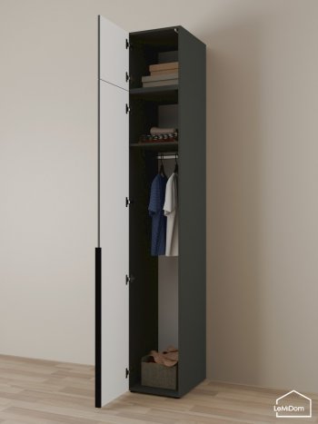 Шкаф с антресолью 400 мм Linnea MHR-1A-1 2450х400х510 (Графит-М 11.1.25) в Артёмовском - artyomovskij.mebel-e96.ru