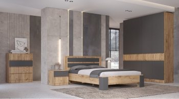 Шкаф 1500 мм 3х ств. Ленора вотан/Графит (Лин) в Артёмовском - artyomovskij.mebel-e96.ru