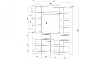 Шкаф 2000 мм 4х ств. Ленора вотан/Графит (Лин) в Артёмовском - artyomovskij.mebel-e96.ru