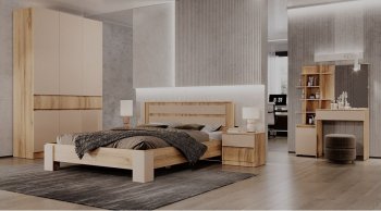 Кровать двуспальная Ленора вотан/Кашемир (Лин) в Артёмовском - artyomovskij.mebel-e96.ru