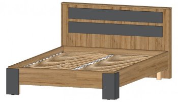 Кровать двуспальная Ленора вотан/Графит (Лин) в Артёмовском - artyomovskij.mebel-e96.ru | фото